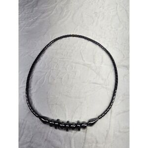 Vtg native Hematite Magnetic Necklace Beads Healing Energy Therapy Clasp Closure